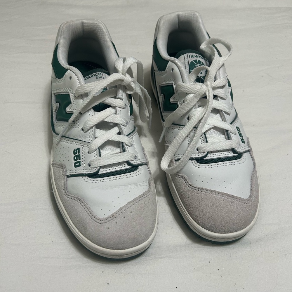 New Balance Kids' White and Green Sneakers